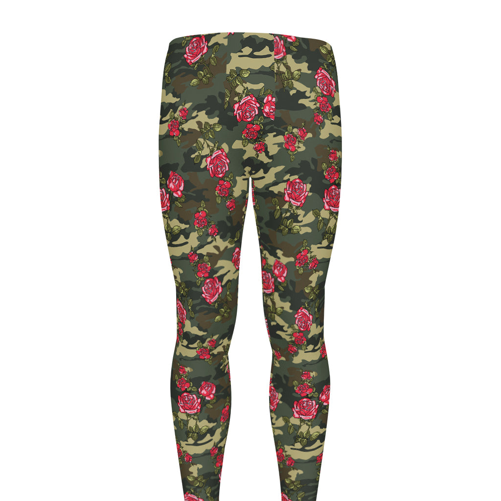 Red Rose Flower Camouflage Print Men's leggings