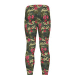 Red Rose Flower Camouflage Print Men's leggings