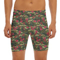 Red Rose Flower Camouflage Print Men's Long Boxer Briefs