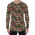 Red Rose Flower Camouflage Print Men's Long Sleeve T-Shirt