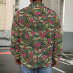 Red Rose Flower Camouflage Print Men's Shirt Jacket