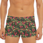 Red Rose Flower Camouflage Print Men's Short Boxer Briefs