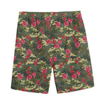 Red Rose Flower Camouflage Print Men's Sports Shorts