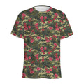 Red Rose Flower Camouflage Print Men's Athletic T-Shirt