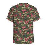 Red Rose Flower Camouflage Print Men's Sports T-Shirt