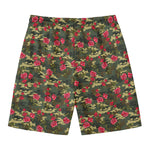 Red Rose Flower Camouflage Print Men's Swim Trunks