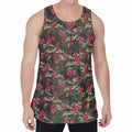 Red Rose Flower Camouflage Print Men's Velvet Tank Top