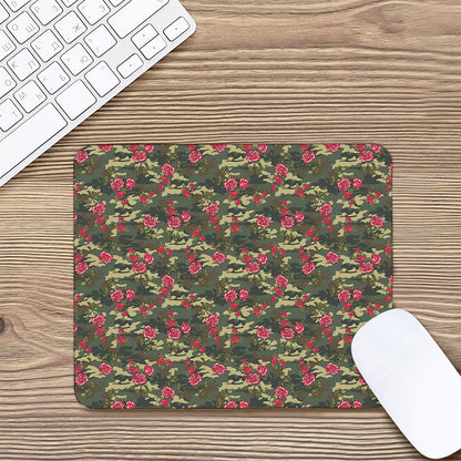 Red Rose Flower Camouflage Print Mouse Pad