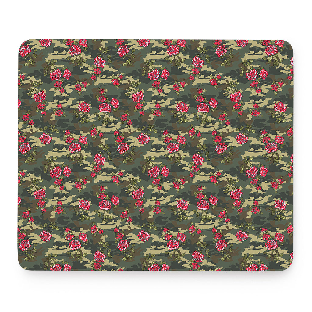 Red Rose Flower Camouflage Print Mouse Pad