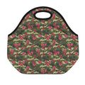 Red Rose Flower Camouflage Print Neoprene Lunch Bag