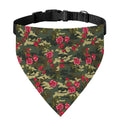 Red Rose Flower Camouflage Print Over The Collar Dog Bandana