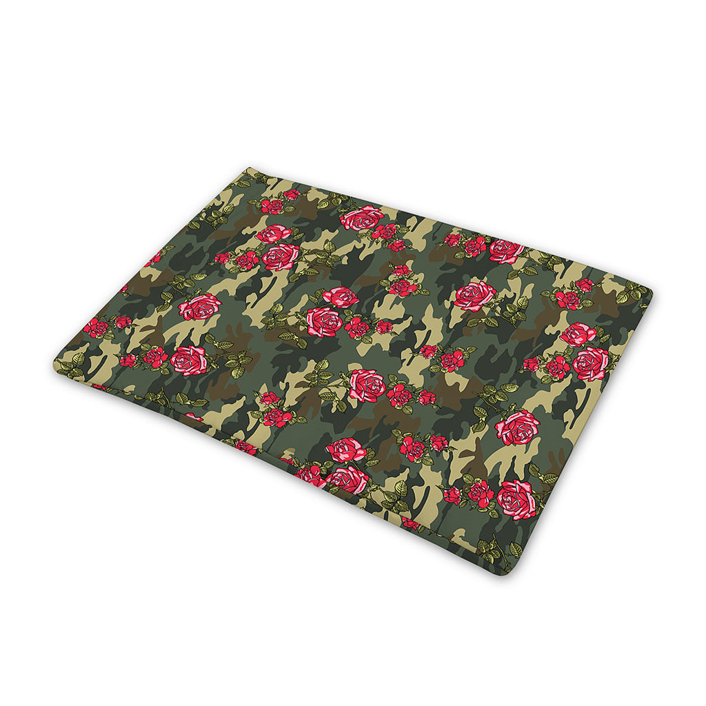 Red Rose Flower Camouflage Print Pet Cooling Mat Cover