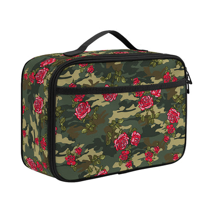 Red Rose Flower Camouflage Print Portable Lunch Bag