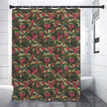 Red Rose Flower Camouflage Print Premium Shower Curtain