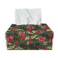 Red Rose Flower Camouflage Print Rectangle Tissue Box Cover