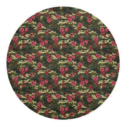Red Rose Flower Camouflage Print Round Blanket