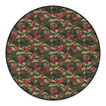 Red Rose Flower Camouflage Print Round Floor Mat
