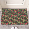 Red Rose Flower Camouflage Print Rubber Doormat