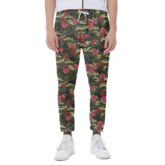 Red Rose Flower Camouflage Print Scuba Joggers