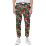 Red Rose Flower Camouflage Print Scuba Joggers