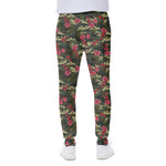 Red Rose Flower Camouflage Print Scuba Joggers