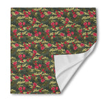 Red Rose Flower Camouflage Print Silk Bandana