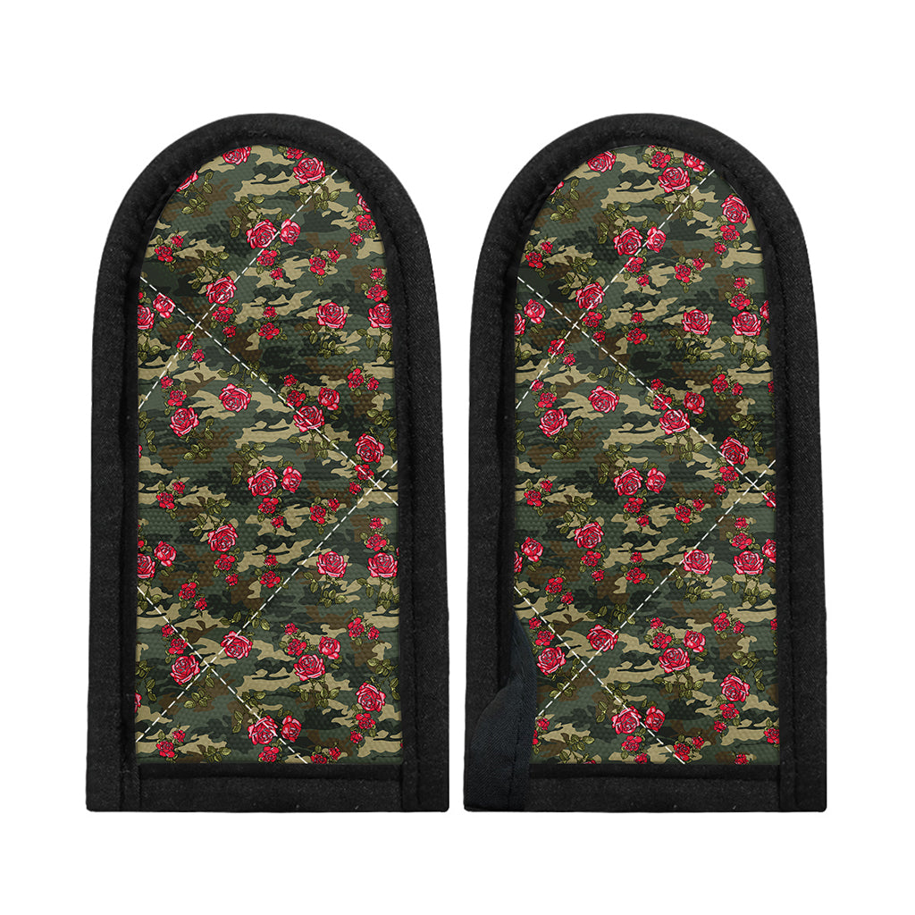 Red Rose Flower Camouflage Print Skillet Handle Cover