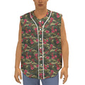 Red Rose Flower Camouflage Print Sleeveless Baseball Jersey