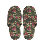 Red Rose Flower Camouflage Print Slippers