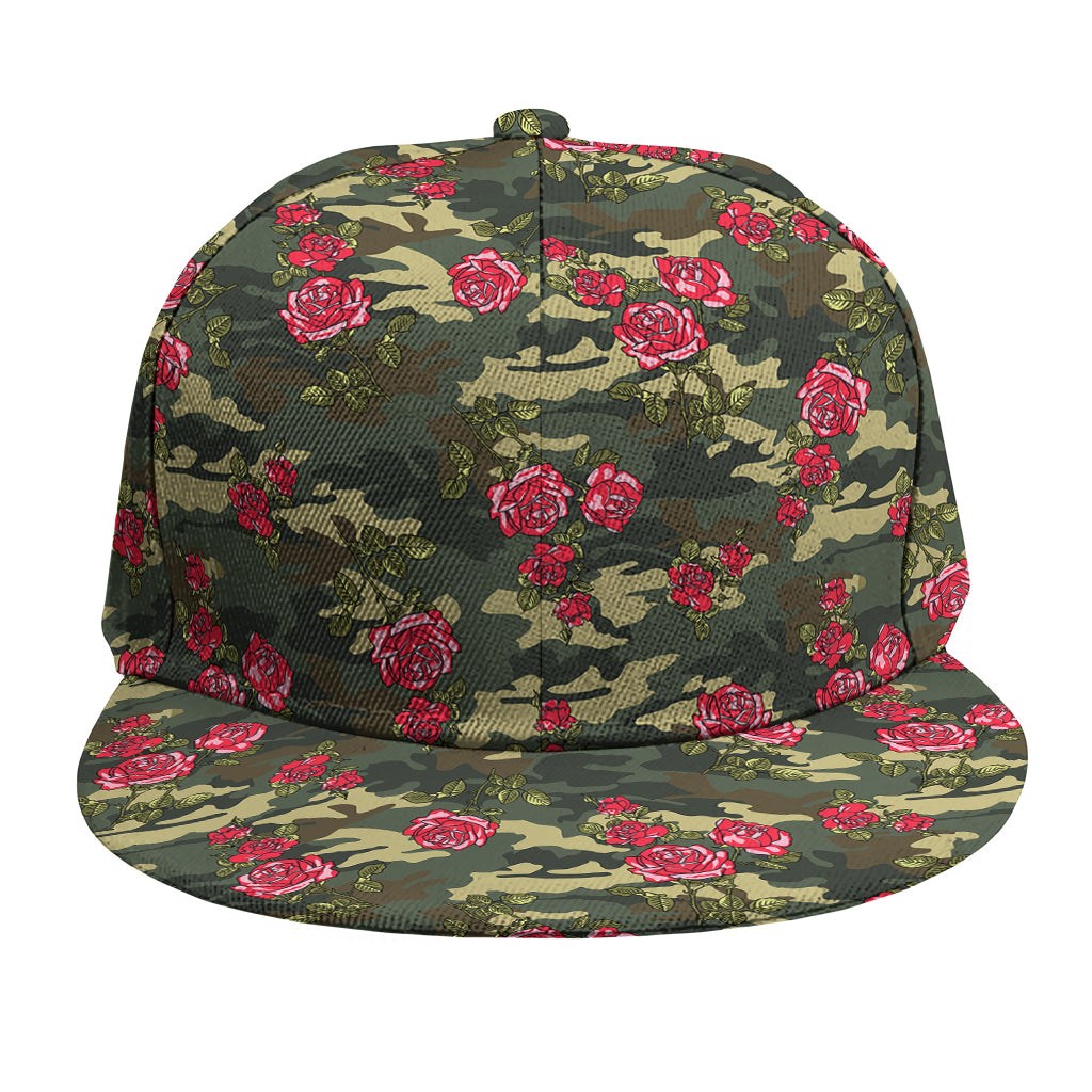 Red Rose Flower Camouflage Print Snapback Cap