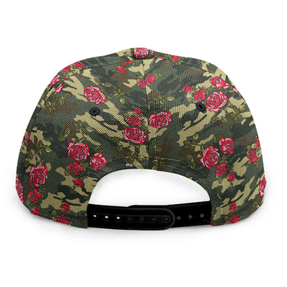 Red Rose Flower Camouflage Print Snapback Cap