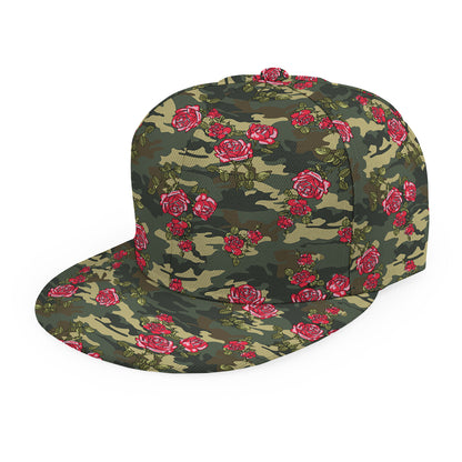 Red Rose Flower Camouflage Print Snapback Cap