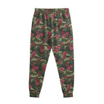 Red Rose Flower Camouflage Print Sweatpants