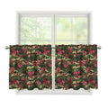 Red Rose Flower Camouflage Print Tier Curtains