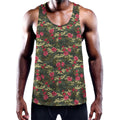 Red Rose Flower Camouflage Print Men's Workout Tank Top