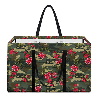 Red Rose Flower Camouflage Print Utility Tote Bag