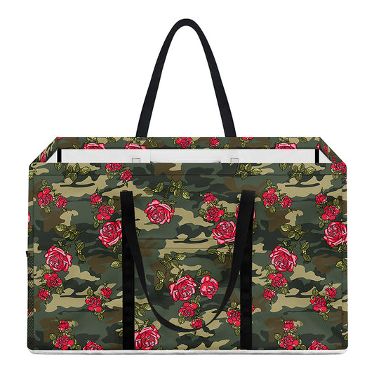 Red Rose Flower Camouflage Print Utility Tote Bag