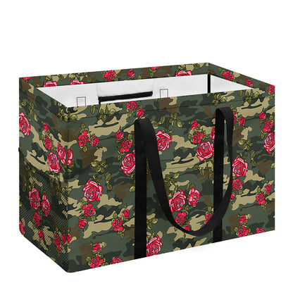 Red Rose Flower Camouflage Print Utility Tote Bag