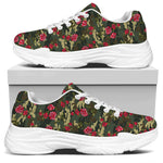Red Rose Flower Camouflage Print White Chunky Shoes