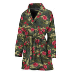 Red Rose Flower Camouflage Print Women's Bathrobe