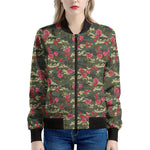 Red Rose Flower Camouflage Print Women's Bomber Jacket