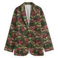 Red Rose Flower Camouflage Print Women's Cotton Blazer