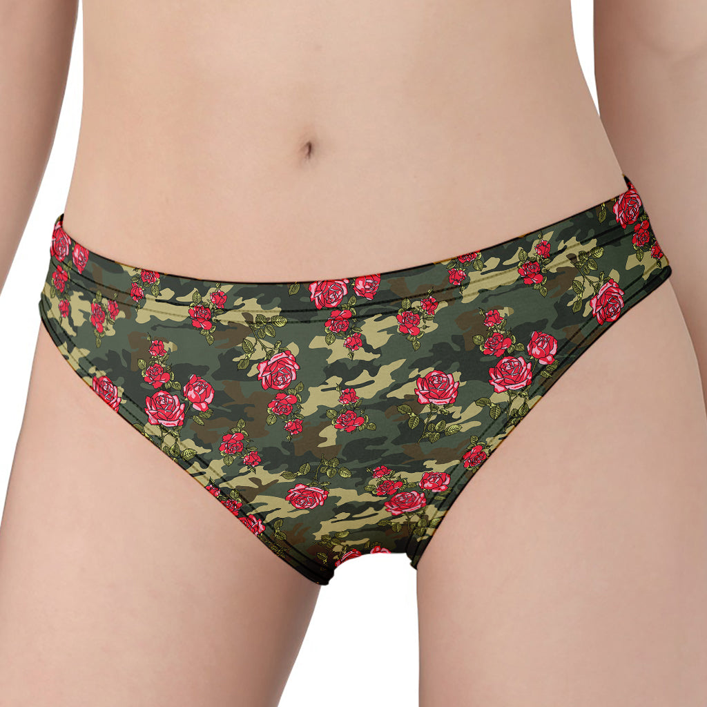 Red Rose Flower Camouflage Print Women's Panties