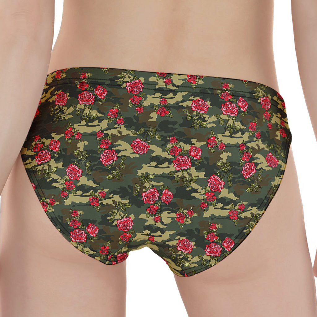 Red Rose Flower Camouflage Print Women's Panties