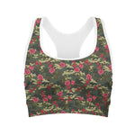 Red Rose Flower Camouflage Print Women's Sports Bra