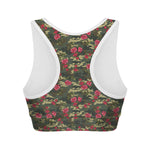 Red Rose Flower Camouflage Print Women's Sports Bra