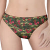 Red Rose Flower Camouflage Print Women's Thong