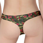 Red Rose Flower Camouflage Print Women's Thong