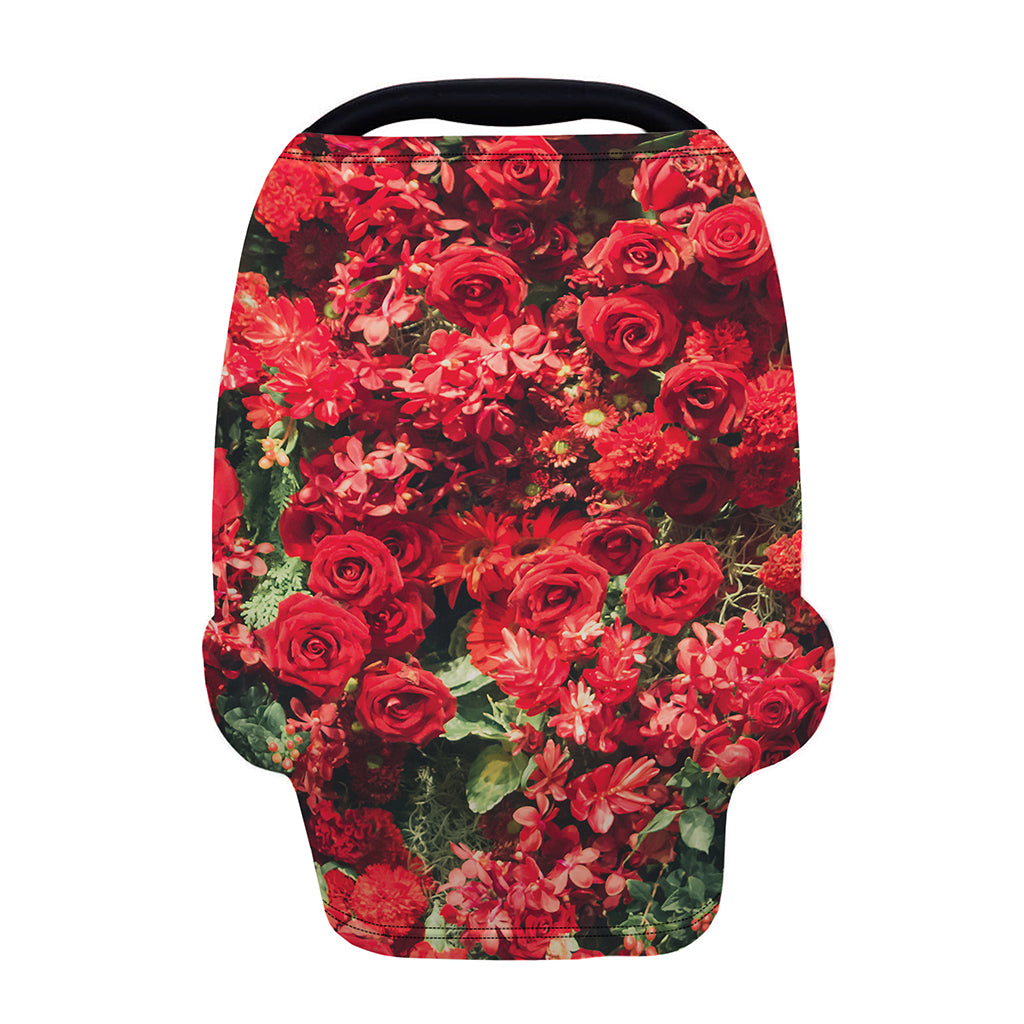 Red Rose Flower Print Baby Seat Cover