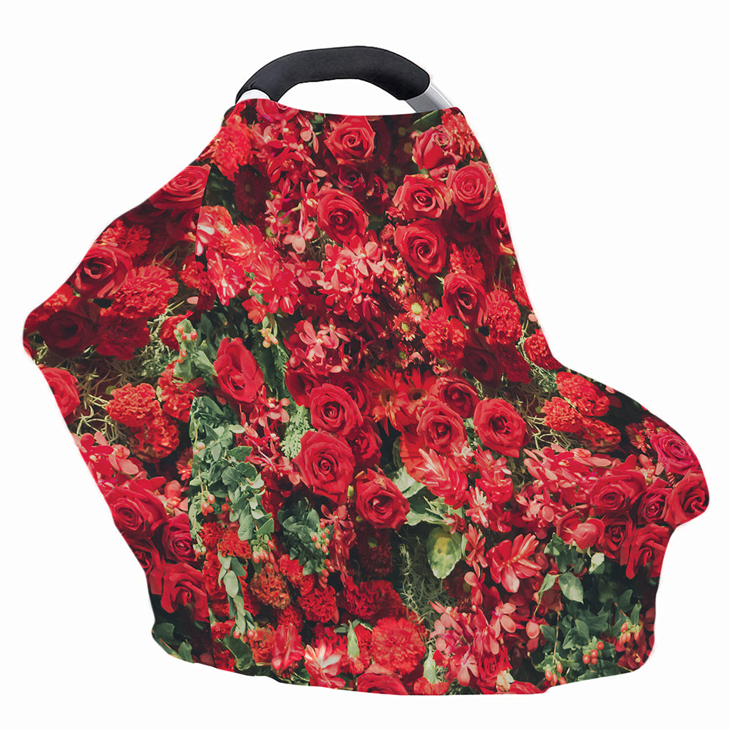 Red Rose Flower Print Baby Seat Cover